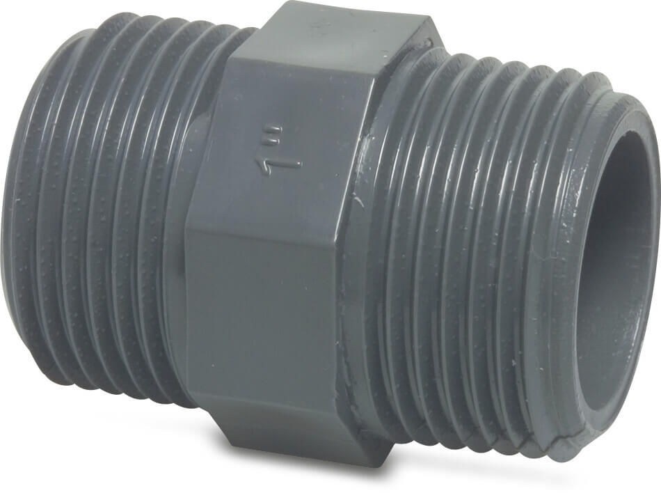 Profec Nipple hexagonal PVC-U 3/4" male thread 10bar grey